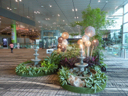 Small garden and fountains at Terminal 2 of Singapore Changi Airport