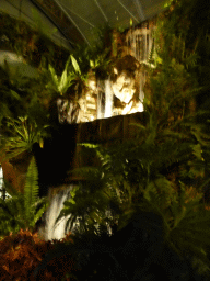 Waterfall at the Butterfly Garden at Terminal 3 of Singapore Changi Airport, by night