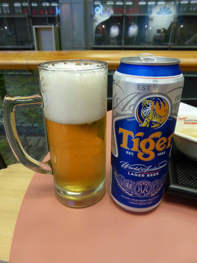 Tiger Beer at the Singapore Food Street at Terminal 2 at Singapore Changi Airport