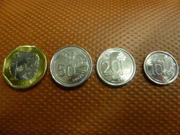 Four coins of Singapore currency