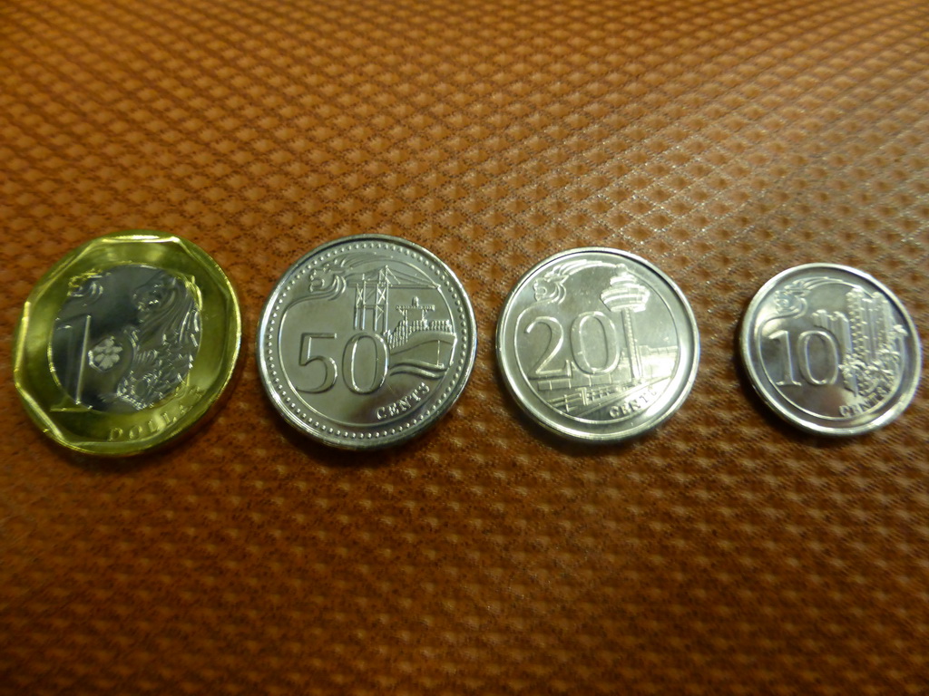 Four coins of Singapore currency