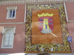 Wall painting on the Palácio Valenças palace with the Municipal Historical Archives of Sintra at the Rua Visconde Monserrate street, viewed from the bus from Lisbon