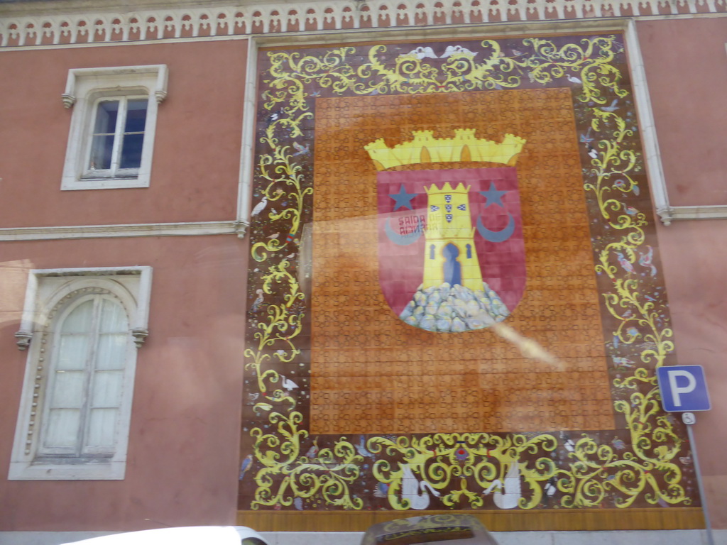 Wall painting on the Palácio Valenças palace with the Municipal Historical Archives of Sintra at the Rua Visconde Monserrate street, viewed from the bus from Lisbon