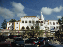 The Largo Doutor Gregório de Almeida square and the front of the Palácio Nacional de Sintra palace, viewed from the bus from Lisbon