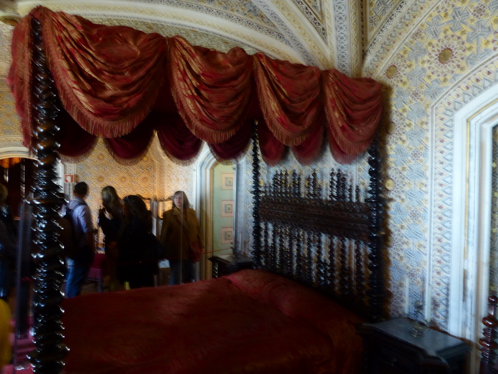 Bed at the Queen`s Bedroom at the upper floor of the Palácio da Pena palace