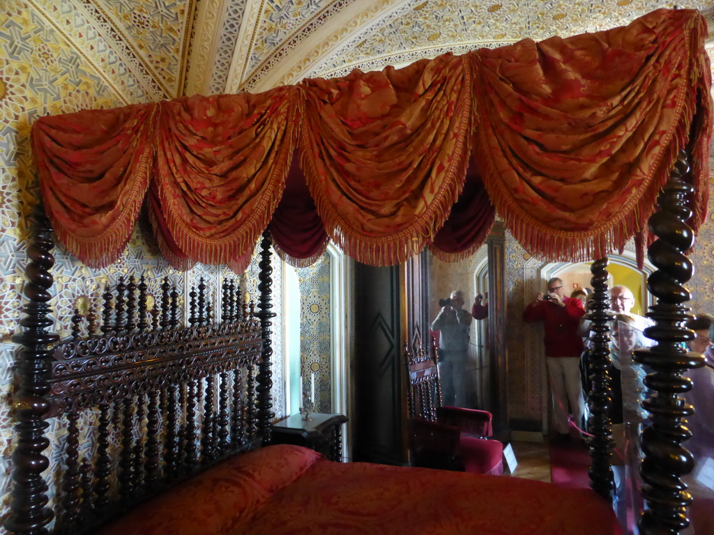 Bed at the Queen`s Bedroom at the upper floor of the Palácio da Pena palace