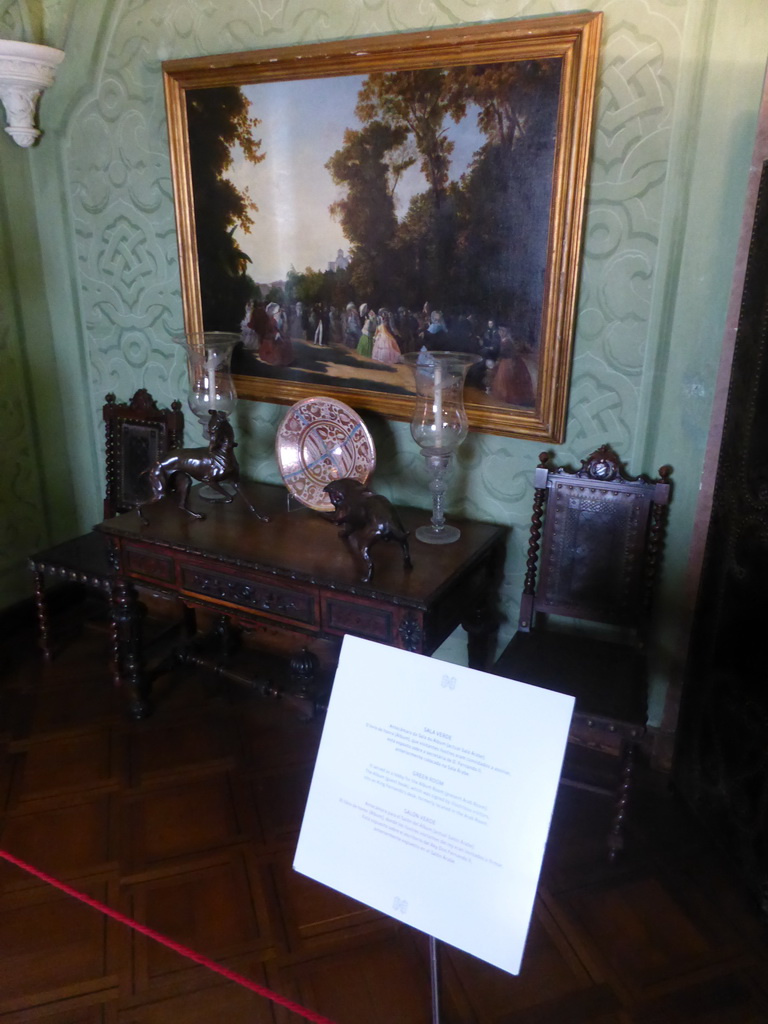 The Green Room at the upper floor of the Palácio da Pena palace, with explanation