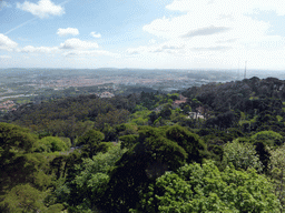 Towns at the western side of Lisbon, viewed from the Queen`s Terrace at the Palácio da Pena palace