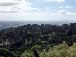 Lisbon and surroundings, viewed from the Queen`s Terrace at the Palácio da Pena palace