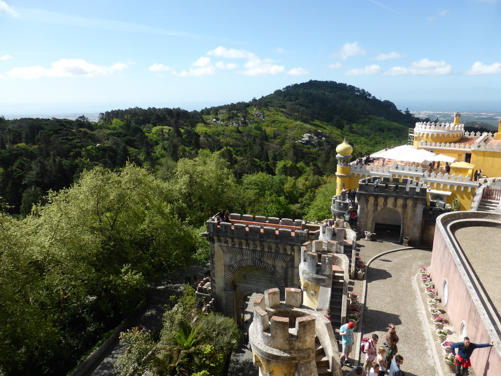 The southeast side of the Palácio da Pena palace and surroundings, viewed from the Queen`s Terrace