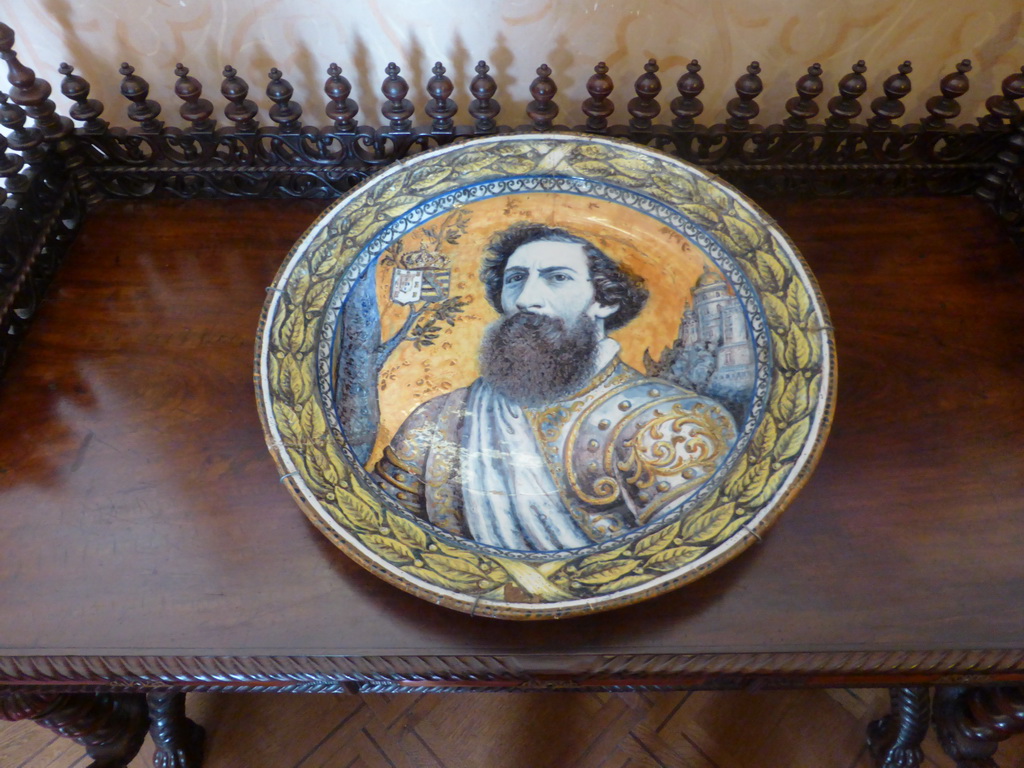 Plate with a painting of King Dom Fernando II in a room at the upper floor of the Palácio da Pena palace