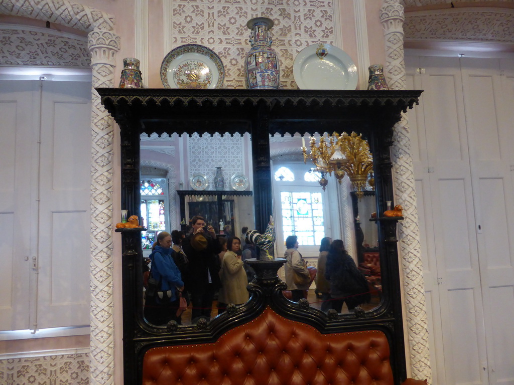 Tim and Miaomiao in a mirror at the Ballroom at the upper floor of the Palácio da Pena palace