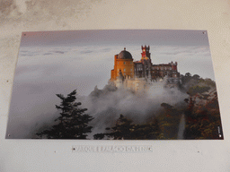 Photograph of the Palácio da Pena palace in the fog