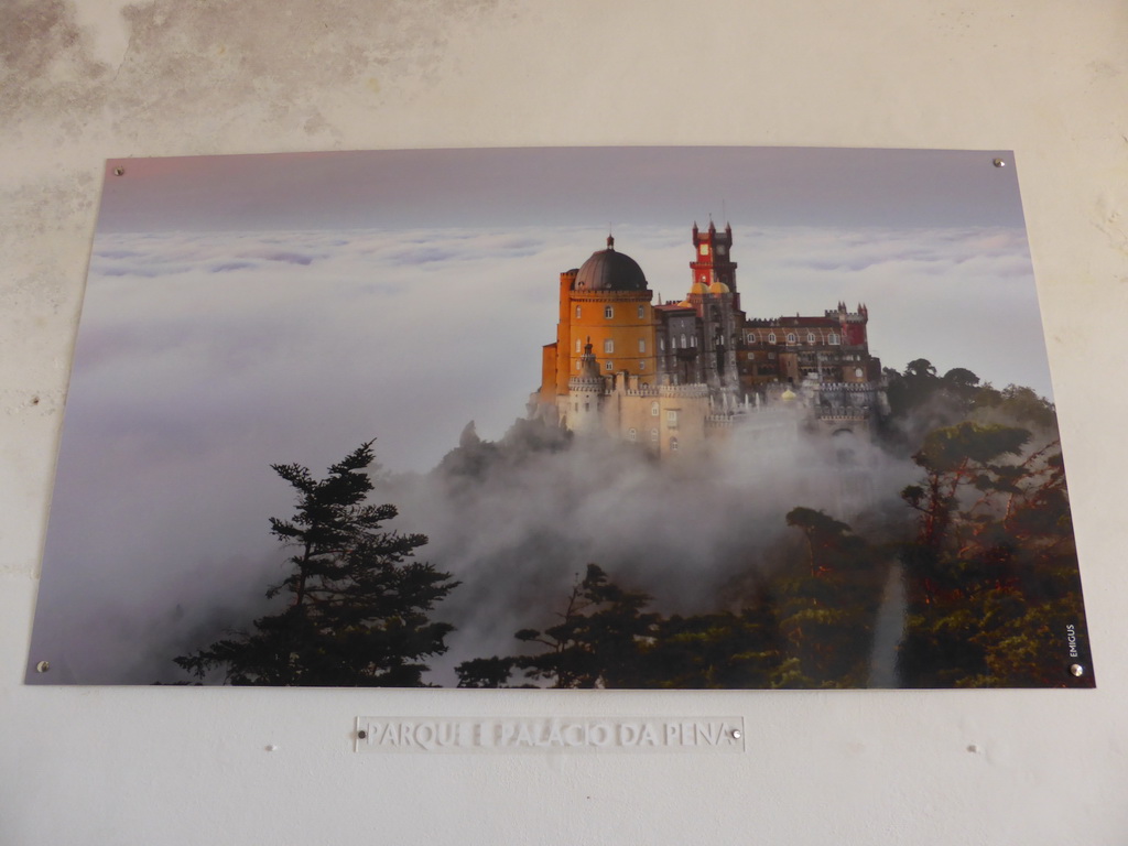 Photograph of the Palácio da Pena palace in the fog