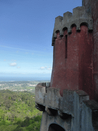 The outer wall of the Palácio da Pena palace, with a view on the surroundings