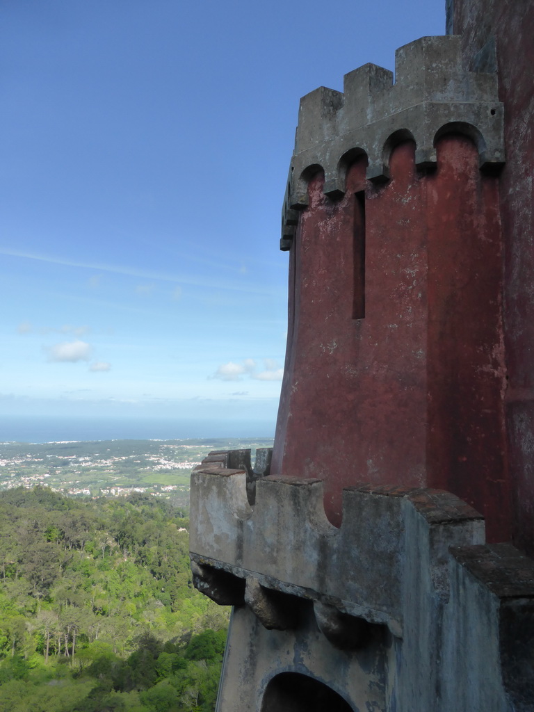 The outer wall of the Palácio da Pena palace, with a view on the surroundings
