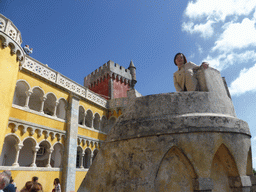 Miaomiao on top of a watch tower at the front of the Palácio da Pena palace
