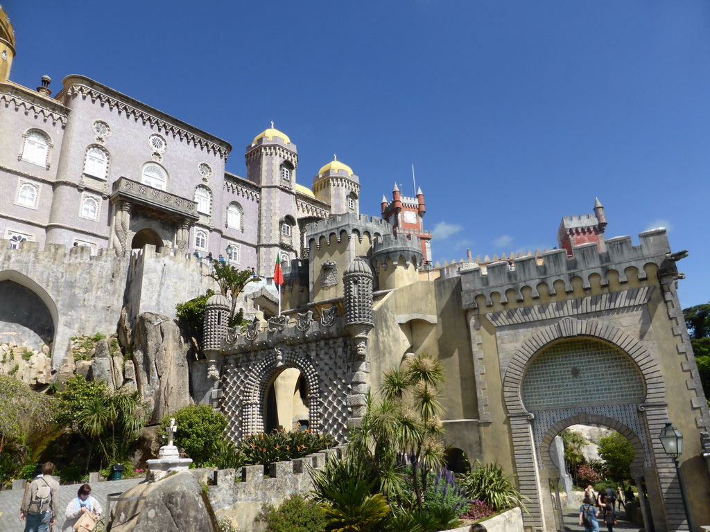 The front of the Palácio da Pena palace, and the entrance gate and the front gate at the front square