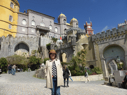 Miaomiao in front of the Palácio da Pena palace, and the entrance gate and the front gate at the front square