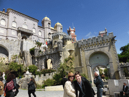 Tim and Miaomiao in front of the Palácio da Pena palace, and the entrance gate and the front gate at the front square