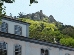 The Castelo dos Mouros castle, viewed from the front of the Convento dos Capuchos convent at the Rua Gil Vicente street