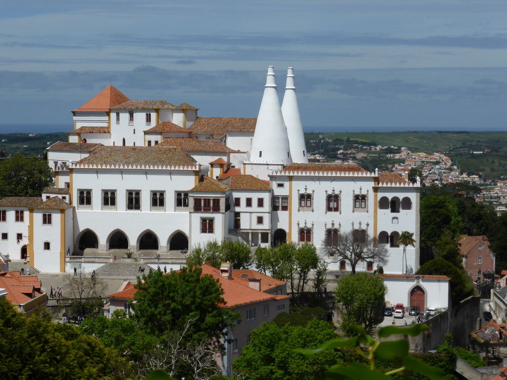 The Palácio Nacional de Sintra palace and surroundings, viewed from the Rua Marechal Saldanha street