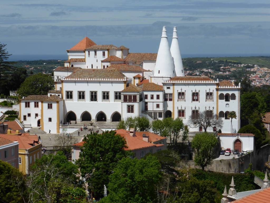 The Palácio Nacional de Sintra palace and surroundings, viewed from the Rua Marechal Saldanha street