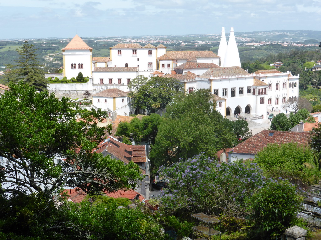 The Palácio Nacional de Sintra palace and surroundings, viewed from the Parque das Merendas park