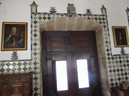 Door and paintings at the Swan Hall at the Palácio Nacional de Sintra palace