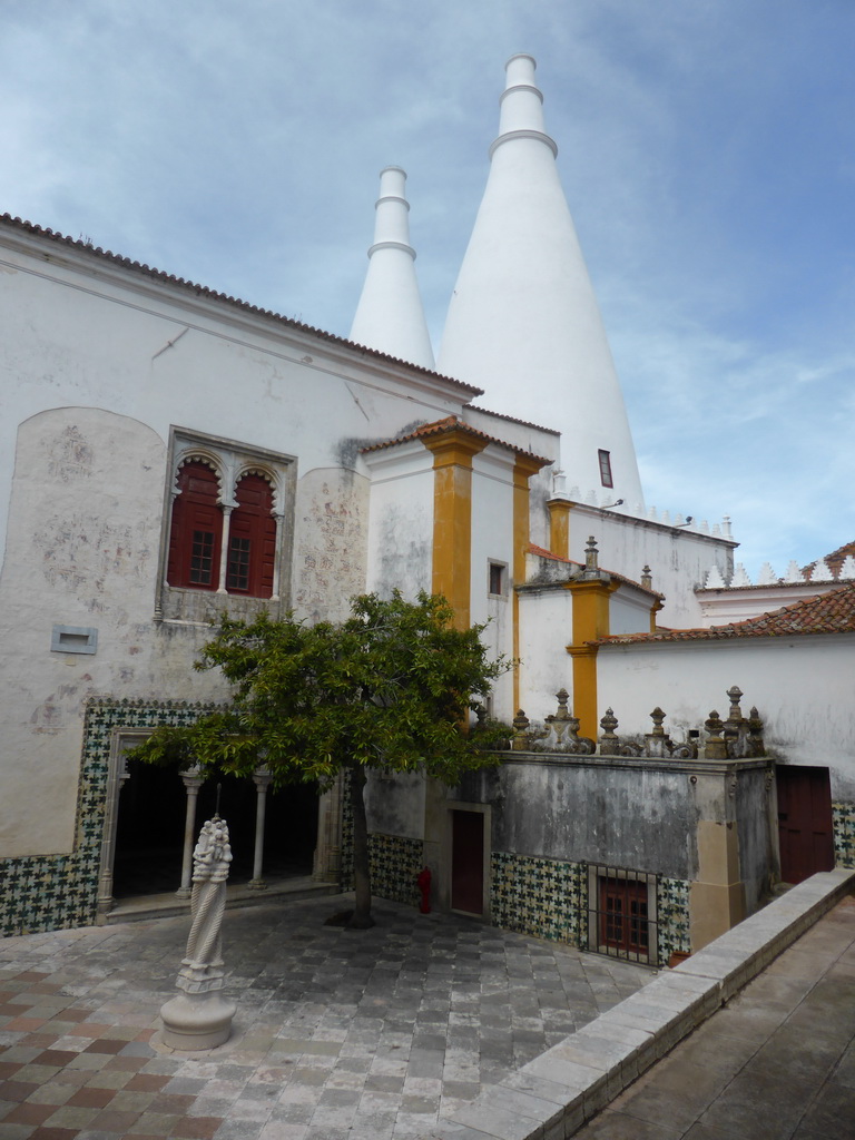 The Central Court with the entrance to the Water Grotto and the Kitchen Towers at the Palácio Nacional de Sintra palace