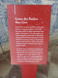 Information on the Water Grotto at the Palácio Nacional de Sintra palace