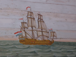 Wall painting of a Dutch galley at the Galley Hall at the Palácio Nacional de Sintra palace