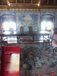 The Blazons Hall at the Palácio Nacional de Sintra palace, with explanation