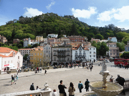 The Largo Rainha Dona Amélia square, the Old Town and the Castelo dos Mouros castle, viewed from the front of the Palácio Nacional de Sintra palace