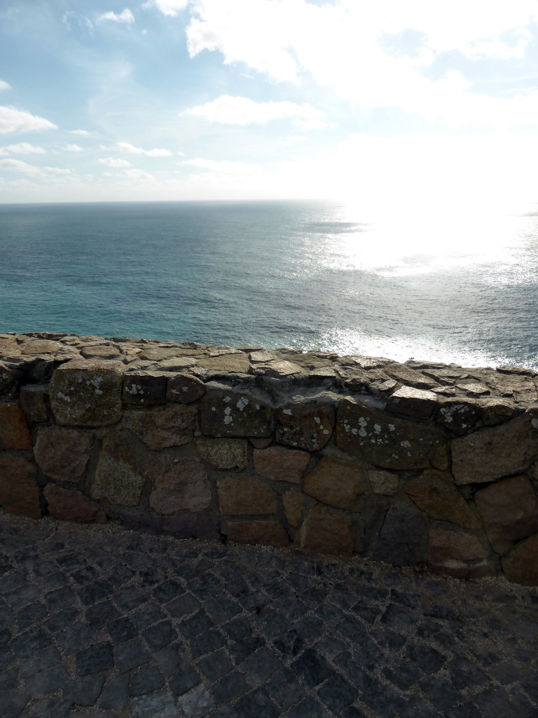 Wall at the Cabo da Roca cape and the Atlantic Ocean