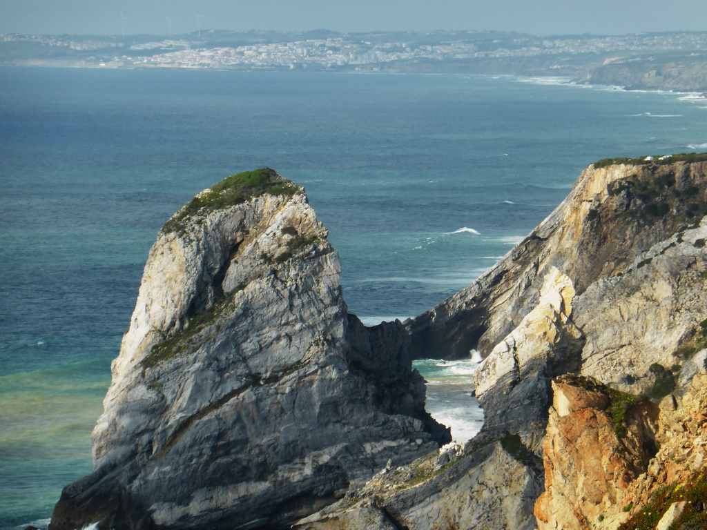 Rocks at the coastline north of the Cabo da Roca cape, viewed from the Cabo da Roca cape