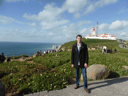 Tim with the lighthouse at the Cabo da Roca cape