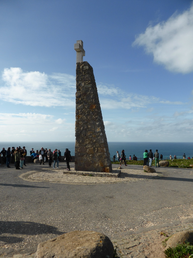 Right side of the column with cross at the Cabo da Roca cape