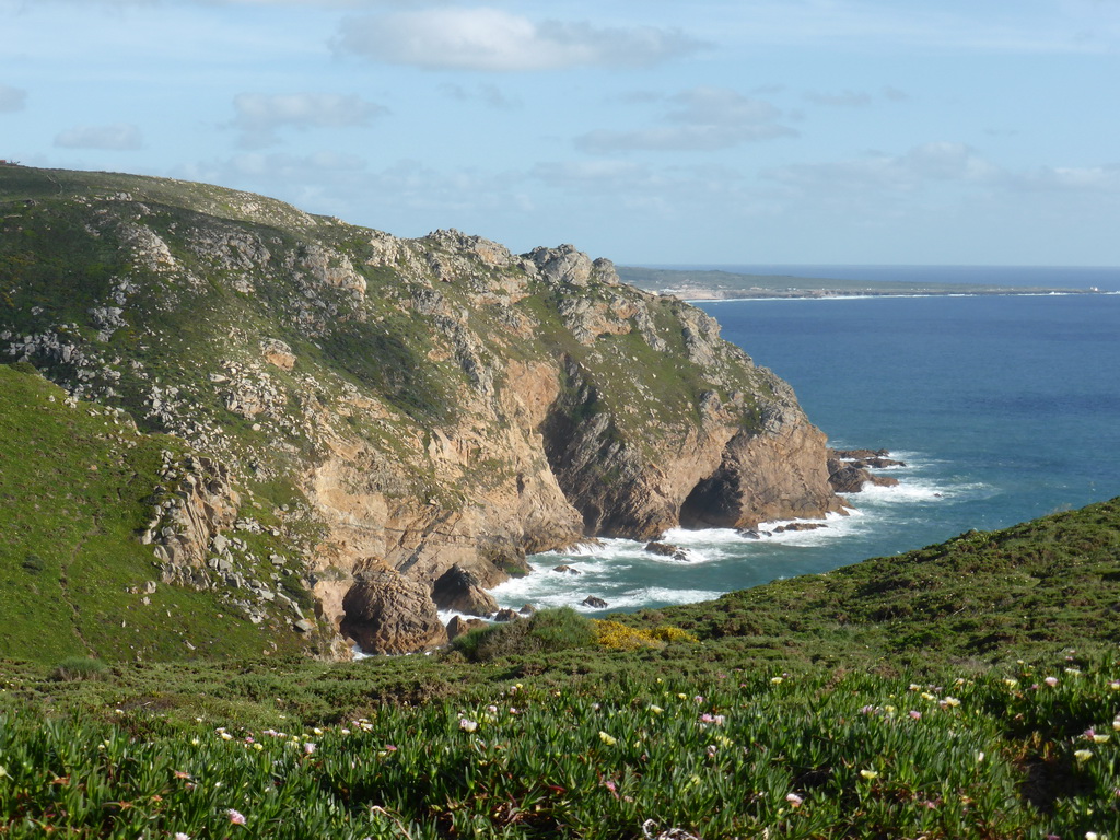 Rocks at the coastline south of the Cabo da Roca cape, viewed from the Cabo da Roca cape