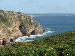 Rocks at the coastline south of the Cabo da Roca cape, viewed from the Cabo da Roca cape