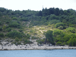 Cross at the Ruda island, viewed from the Elaphiti Islands tour boat