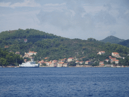 Boats at the Sudurad Harbour, viewed from the Elaphiti Islands tour boat