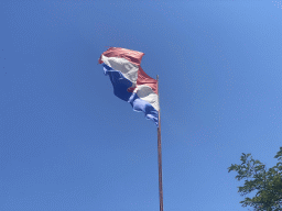 Croatian flag at the beach at the town of Sudurad