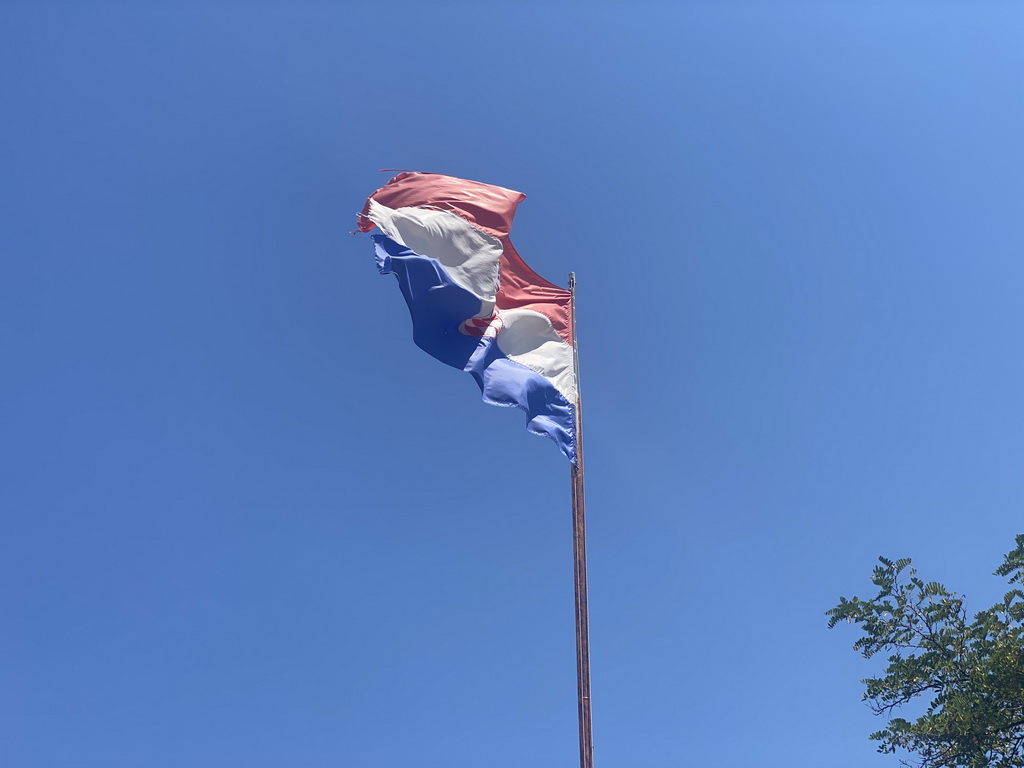 Croatian flag at the beach at the town of Sudurad