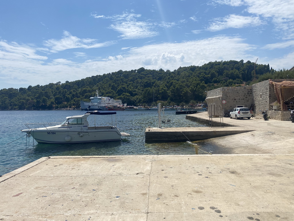 Boats at the Sudurad Harbour, viewed from the beach at the northeast side