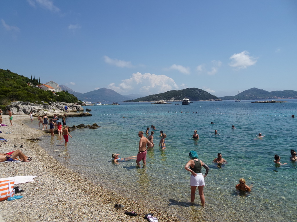 Beach at the northeast side of the town of Sudurad and Ruda and Lopud islands