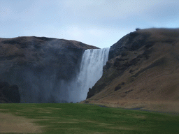 The Skógafoss waterfall, with trail and platform