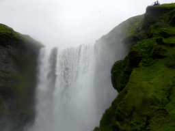 The Skógafoss waterfall and the platform on the east side