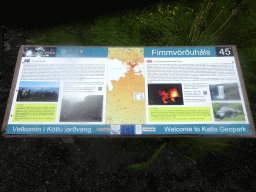 Information on the Fimmvörðuháls Mountain Pass of the Katla Geopark, at the path from the Skógafoss waterfall to the parking lot