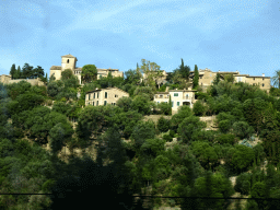 The west side of the town of Deià, viewed from the rental car on the Ma-10 road